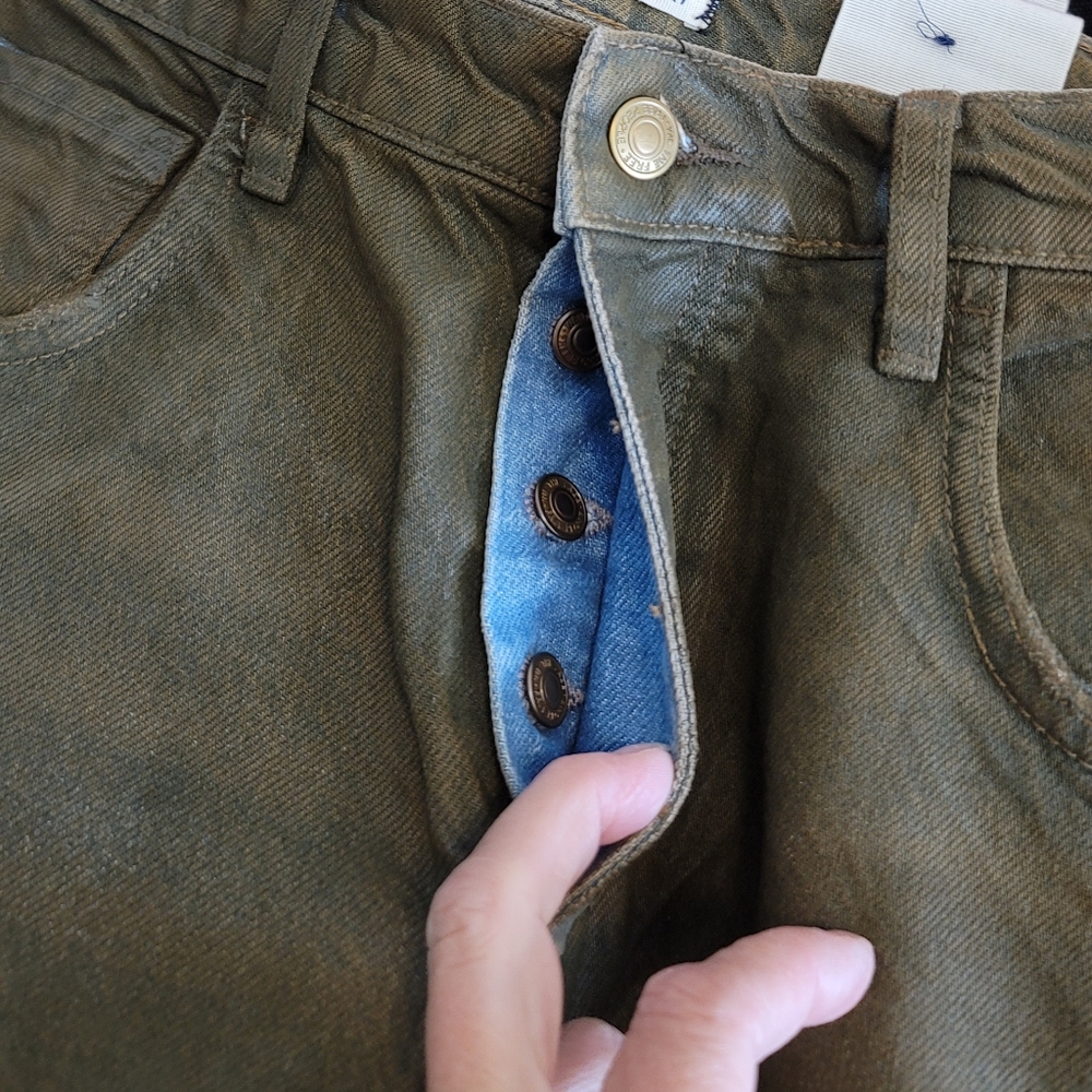 🆕️ Free People Good Luck Coated Barrel Jeans - Picture 6 of 14